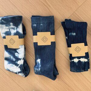 Hand-Dyed Indigo Tie-Dye Long Socks – Set of 4 | Unique | Unisex Crew | Rivian C